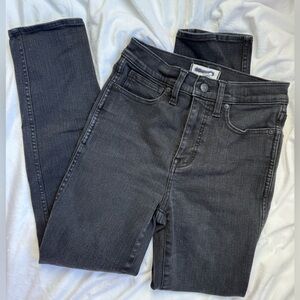 Madewell Stovepipe Jeans Washed Black High Rise Straight Leg Size 27